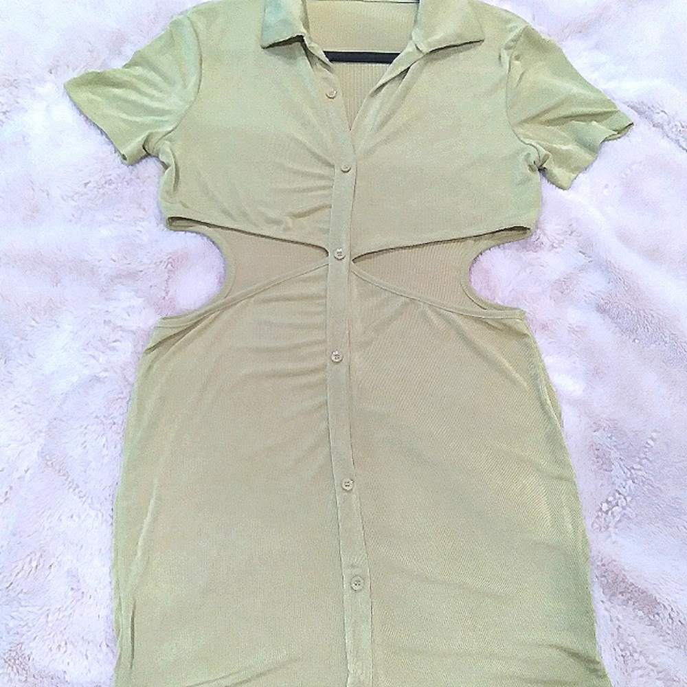 Lime green dress cutout waist